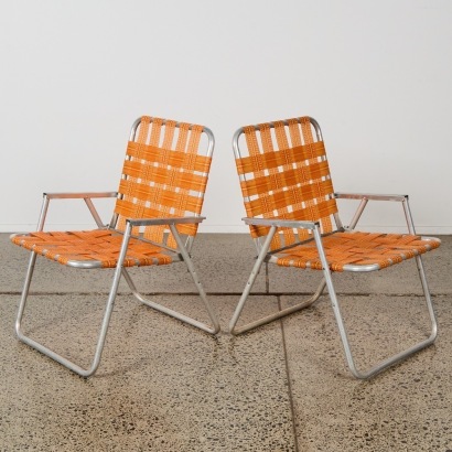 A Pair of Retro Orange Folding Chairs