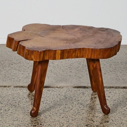 A Vintage Raw-Edge Wooden Table