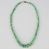 An Art Deco Mint Green Satin Glass Bead Necklace