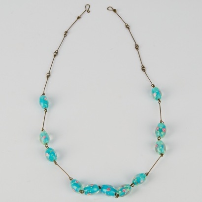 A Blue Bohemian Lampwork Bead Necklace
