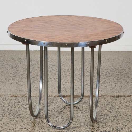 A Mid-Century Chrome and Treen Occasional Table