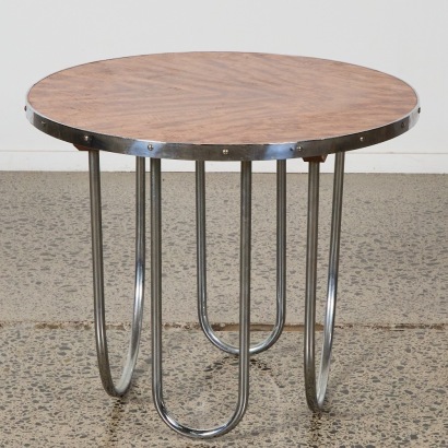 A Mid-Century Chrome and Treen Occasional Table