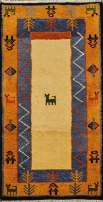 A Hand-Knotted Wool Gabbeh Runner