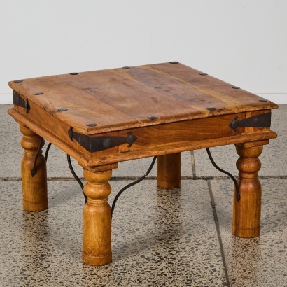 A Colonial Indian Solid Teak Side Table