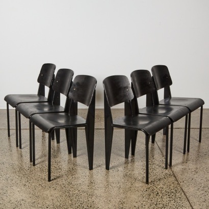 A Set of Six Jean Prouve Style Side Chairs