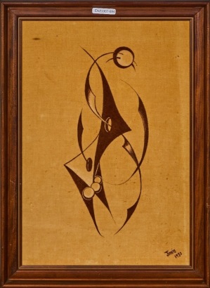 A Mid-Century Style Velvet Painting, Signed Janis 1980