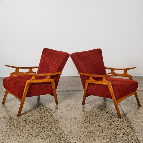 A Pair of Mid-Century New Zealand-Made Armchairs, c. 1950s