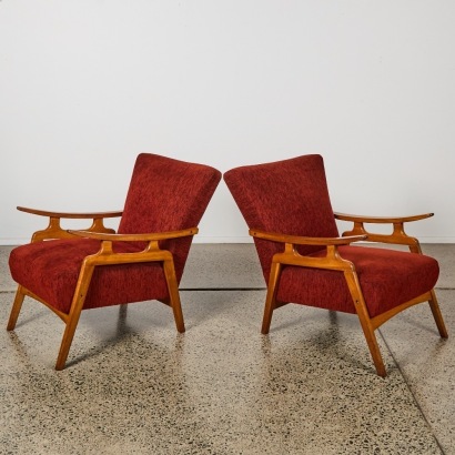 A Pair of Mid-Century New Zealand-Made Armchairs, c. 1950s