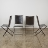 A Set of Four French Leather and Iron Folding Chairs - 2