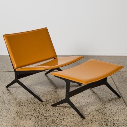 A Braccio Accent Chair and Footstool