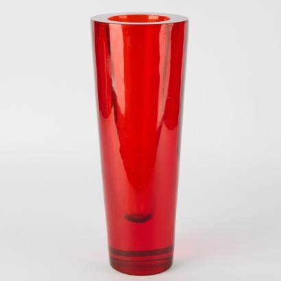 A Memphis Massive cast Lucite Red Vase