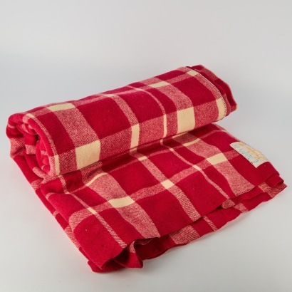 A Vintage Fontana Capri Berry Check Double Blanket