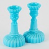 A Pair of Portieux Vallerysthal Blue Opaline Candle Holders