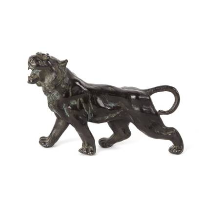 A Japanese Period Bronze Tiger Sculpture C. 1900