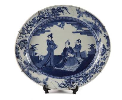 A Japanese Edo Period Oval Arita Blue and White Porcelain Charger