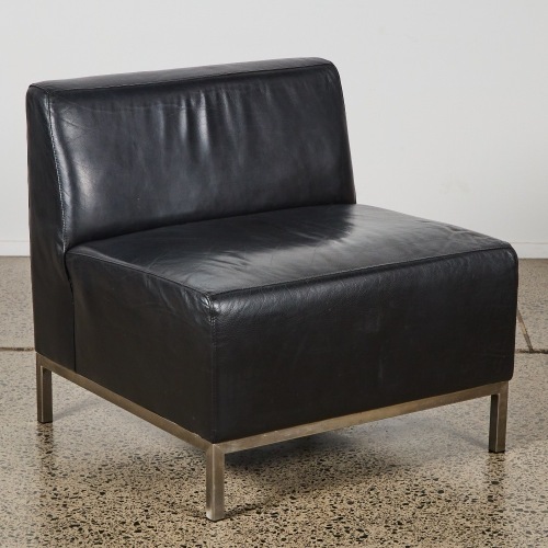 A Minimal Black Leather Chair by Thonet