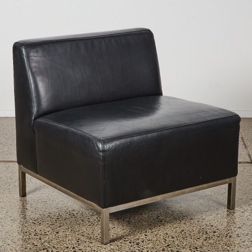 A Minimal Black Leather Chair by Thonet