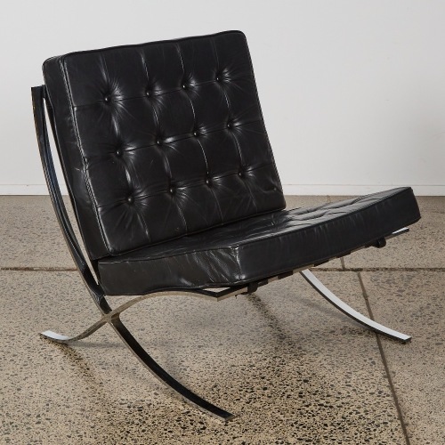 A Leather & Chrome Barcelona Style Chair