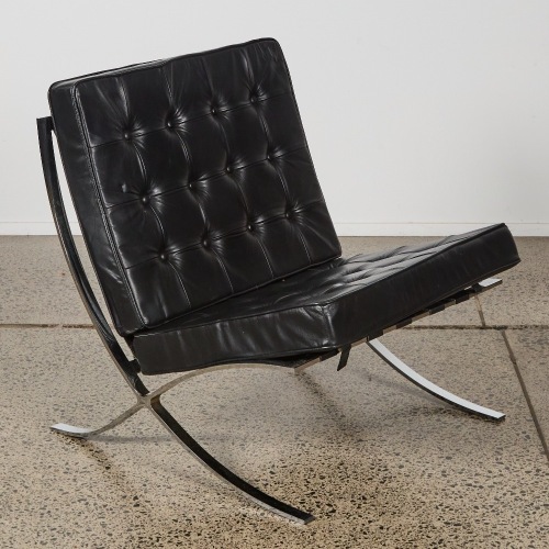 A Leather & Chrome Barcelona Style Chair