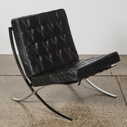 A Leather & Chrome Barcelona Style Chair