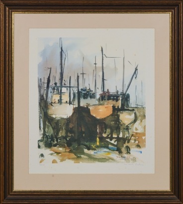 A Signed and Numbered Michael McKenzie Ponder Boatyard Print