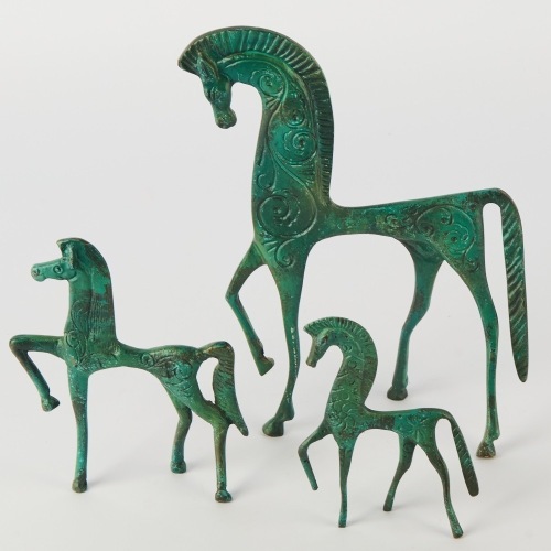 A Set of Three Etruscan Horse Sculptures