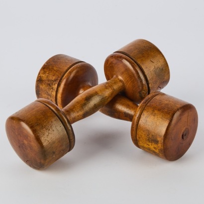 A Pair of Wooden Dumbbells