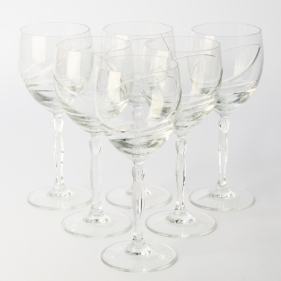 A Set of Six Crystal Wine Glasses