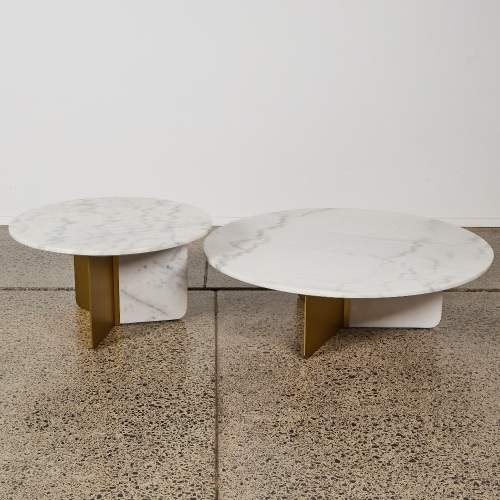 A Pairing of Como Marble and Brass Coffee Table