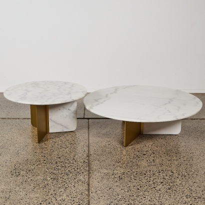 A Pairing of Como Marble and Brass Coffee Table