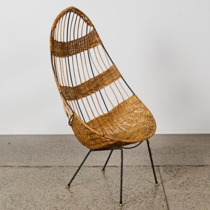 A John Crichton Rattan Egg Chair by The Blind Institute