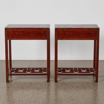 A Pair of Chinese Aged Wooden Side Tables