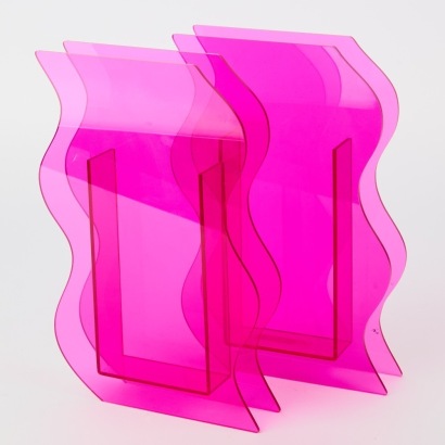 A Pair of Acrylic Kartell-Style Wave Vases