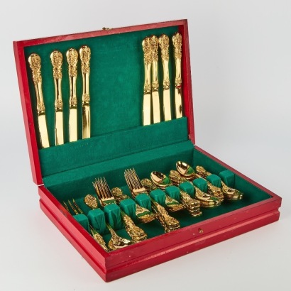 A 42-Piece Gold-Plated Cutlery Set by F. B. Rogers