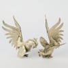 A Pair of Italian Fighting Roosters in Silver Metal