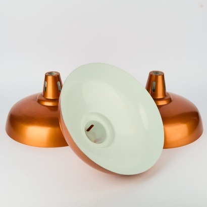 A Set of Three Vintage Anodised Aluminium Light Shades