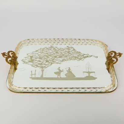 A Mid-Century Barovier & Toso Murano Mirrored Tray