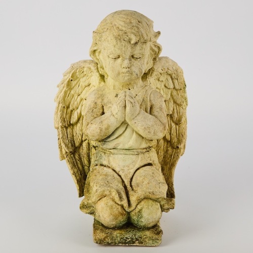 A Concrete Cherub Garden Sculpture