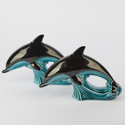A Vintage Pair of Diving Dolphins by Poole Pottery