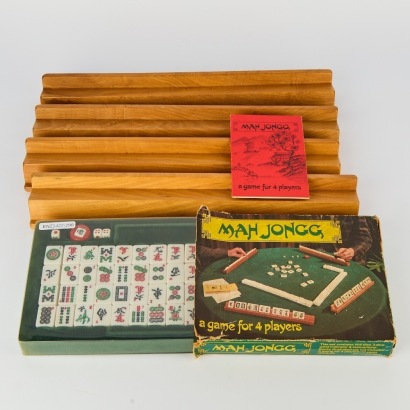 A Vintage Mahjong Set in Case Complete with Four Racks and Manual