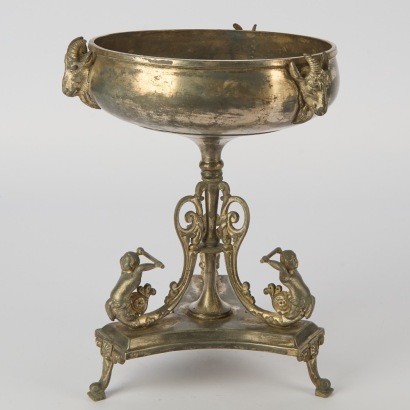 An Old Victorian Silvered Pewter Centrepiece