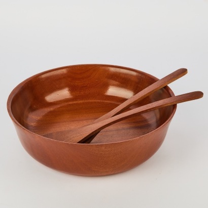 A Vintage Set of Mahogany Servers and Bowl