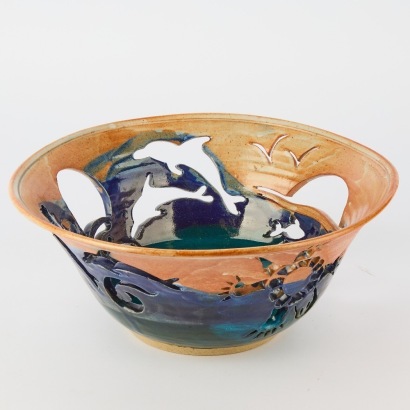 A Christine Bryant-Wallace Dolphin Stoneware Bowl