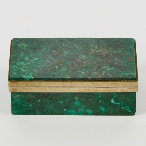 A Small Chrysocolla Hinged Box by Morita Gil, Chile