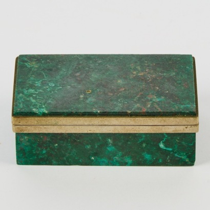 A Small Chrysocolla Hinged Box by Morita Gil, Chile