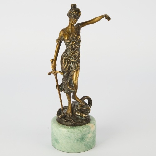 A 'Blind Justice' Cast Brass Sculpture in the Style of Alois Mayer