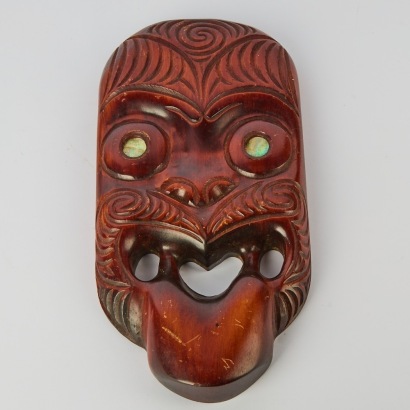 A Vintage Hand Carved Matai Wheku Mask