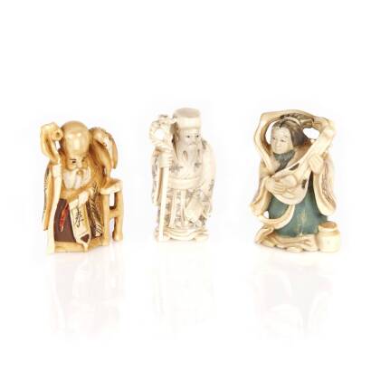 Three Netsuke Type Ivory Carved Figures