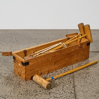 A Vintage Wooden Croquet Set