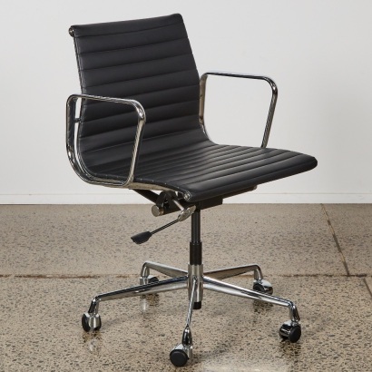 An Eames-Style Desk Chair in Black and Chrome